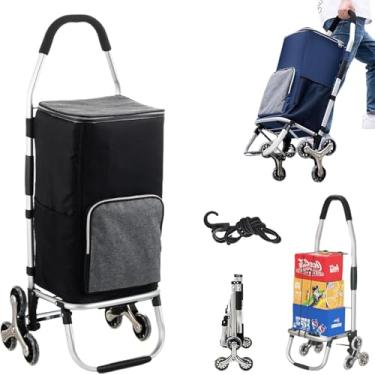 Imagem de Carrinho De Compras Leve Totalmente Isolado De 6 Rodas Grande Com Capacidade De 75 Kg Estrutura Leve De Liga De Alumínio, Bolsa Impermeável Destacável, Carrinho De Compras De Supe, Black