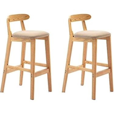 Imagem de Banqueta De Bar De Altura De Pub, Bancos De Bar De Madeira Maciça, Banqueta Alta Vintage, Cadeiras De Balcão De Estilo Japonês, Decoração Perfeita Para Cozinha De Famí, 62cm(24.4in)
