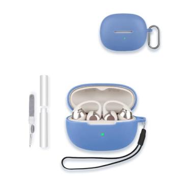 Imagem de Capa para fone de ouvido SHOKZ OpenDots ONE E310, protetor de silicone macio, portátil, resistente a arranhões, com kit de limpeza, mosquetão e cordão, azul celeste