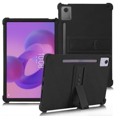 Imagem de ATOOZ Capa de silicone para Lenovo Idea Tab Pro de 12,7 polegadas 2025, capa de silicone para tablet Lenovo Idea Tab Pro (TB373FU) com suporte e suporte de caneta (preto)