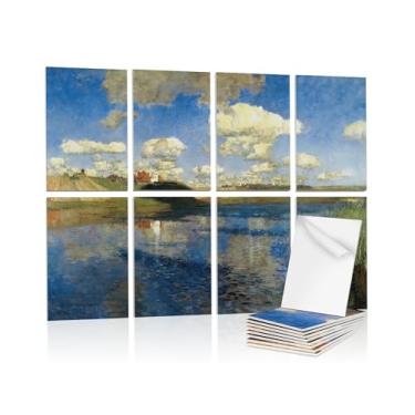 Imagem de JISUO Painéis de parede acústicos artísticos de 122 x 81 cm, painéis autoadesivos de amortecimento de ruído para paredes, azulejos acústicos decorativos para casa, escritórios, tratamentos acústicos