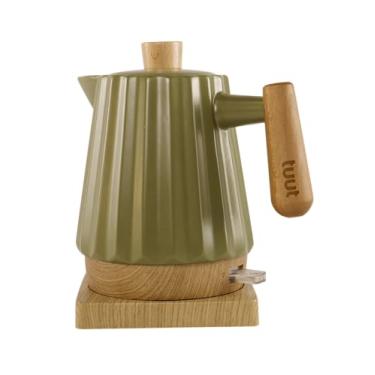 Imagem de Tuut Chaleira Elétrica de Porcelana Elegance 1,2L, Detalhes em Madeira, Verde, 220v