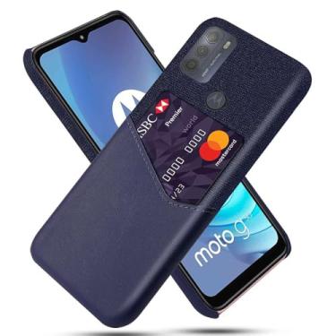 Imagem de Capa para MOTO G50,Tela e tampa de couro PU,Antideslizante,360°cobertura completa à prova de choque com 1 slot de cartão atrás,Prevenção de queda-Blue