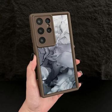 Imagem de YOGISU Capa de TPU macio com padrão de mármore retrô para Samsung A56 (para Samsung A56/Marrom 047)