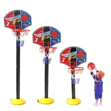 Imagem de Cesta De Basquete Infantil Ajustável Com Bola Bomba Rede - Brinquedo Super Kids Sport