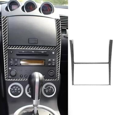 Imagem de FINMOKAL Painel de painel central interno de fibra de carbono para painel de painel de navegação GPS compatível com Nissan 350Z 2003-2009
