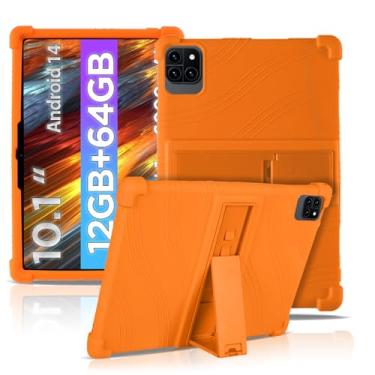 Imagem de Capa para tablet Callsky-Tab Ctab/Cpad 10 10 de 10,1 polegadas, capa protetora de silicone NOUKAJU para tablet, suporte ajustável, capa de proteção de silicone para Callsky-Tab 10 (laranja)