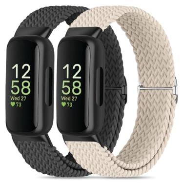 Imagem de Oanux Pulseira de reposição de nylon trançado elástico compatível com Fitbit Inspire 3/Fitbit Inspire 2, pulseira de reposição esportiva para mulheres e homens Inspire 3/2