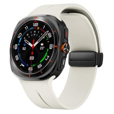 Imagem de Pulseira magnética compatível com Samsung Galaxy Watch Ultra de 47 mm, pulseira esportiva de silicone macio para Galaxy Watch 7 6 5 4 de 44 mm e 40 mm e homens / 6 Classic de 47 mm e 43 mm/5 Pro de 45