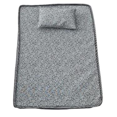 Imagem de Cama Box Pet Impermeável Ortopédica Grande| Espuma D23 + Travesseiro | Suporta até 100kg (G osso cinza,Grande)