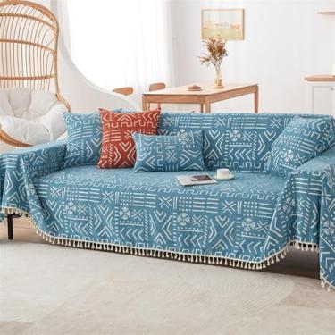 Imagem de Capas De Sofá, Para Conjunto De Sofá Seccional Capa De Sofá Para Capa De Sofá Com Franja Capas De Loveseat Capa De Futon Capa Em Forma De L Lavável, Blue, 180X340CM(70X133IN)
