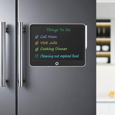 Imagem de Quadro branco magnético para geladeira, bloco magnético digital reutilizável para lista de compras, blocos de notas magnéticos para geladeira – Inclui caneta Stylus de ponta fina e apagamento