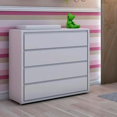 Imagem de Cômoda Infantil 4 Gavetas Moderna Coleção Sol E Mar Branco