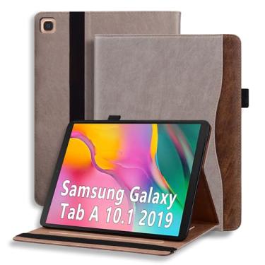 Imagem de TIPOYOROOS Capa para Galaxy Tab A de 10,1 polegadas 2019, capa inteligente com bolso e suporte para lápis, couro PU empresarial com slot para cartão para tablet Samsung Galaxy Tab A SM-T510, cáqui