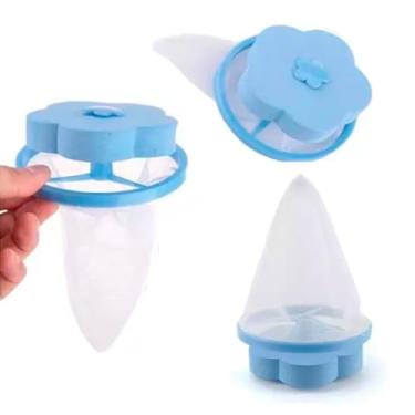 Imagem de Kit 2 Filtro Para Máquina De Lavar Flutuante Coletor Papa Fios Pelos e Bolinhas de Lã (Azul)