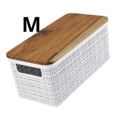 Imagem de Caixa Organizadora Média Decorativa Prática Tampa Madeira - Nitron