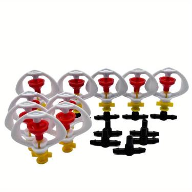 Imagem de Conjunto de 10 bicos de nebulização com gancho pequeno, cabeça de aspersão microatomizadora, gotejador de irrigação de jardim de plástico para sistema de irrigação de estufa de terras agrícolas