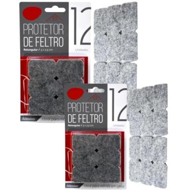 Imagem de Kit Protetor de Feltro Retangular 4 x 2,5 cm 24 Unidades Adesivo para Móveis