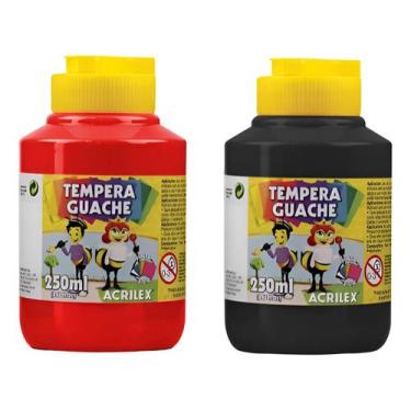Imagem de Kit 2 TEMPERA GUACHE - 250ml - VERMELHO e PRETO - 02025507/ 02025520 -