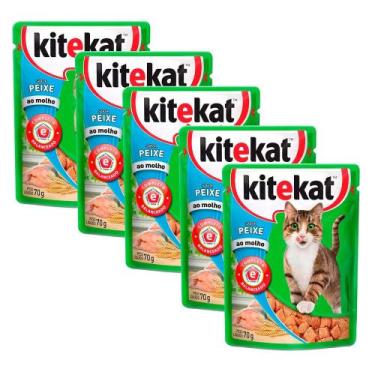 Imagem de Ração Úmida para Gatos KiteKat Adulto Sabor Peixe ao Molho em Sachê 70