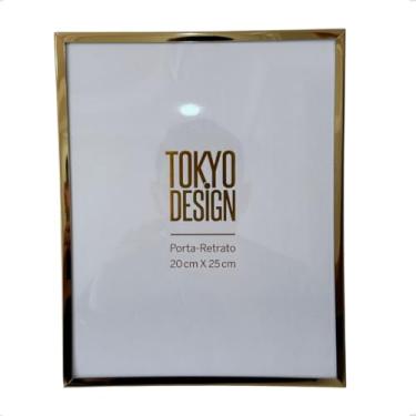 Imagem de Porta Retrato Tokyo Design, 20x25 cm, Aço Inox, Vidro, Horizontal e Vertical, para Mesa e Estante (Dourado Brilhante)