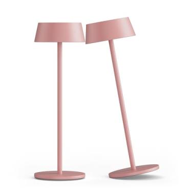 Imagem de Aipsun Conjunto De 2 Luminárias Mesa Recarregáveis Rosa, Operadas Por Bateria, Sem Fio, Led Sensível Ao Toque Para Área Externa, Restaurante/Sala Estar/Quarto, Luz Quente 3000K, Ip54, À Prova D'Água