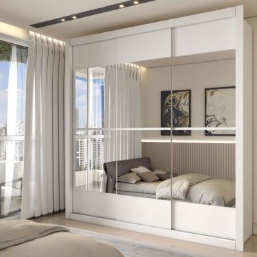 Imagem de Guarda-Roupa Casal Materra 3 Portas 4 Gavetas com Espelho Branco - Panorama Móveis