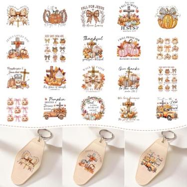 Imagem de Adesivos cristãos UV DTF para chaveiro de motel - 80 folhas de outono vibrações versículo bíblico UV DTF envoltório adesivos outono colheita religiosa UVDTF esfregar em transferências decalque para
