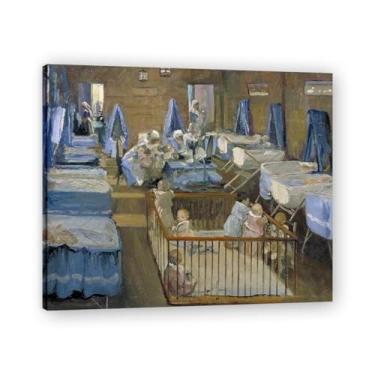 Imagem de Berçário John Lavery Classic Realist Portrait & War Scene Canvas Art – Decoração de parede de arte irlandesa para casa emoldurada 30 x 36 cm