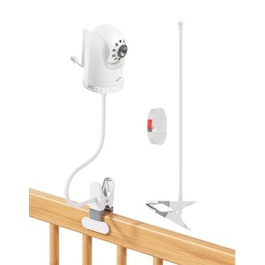 Imagem de Augstci Suporte de grampo flexível compatível com sistema ótico infantil DXR-8 e DXR-8 PRO, câmera de monitor de bebê de 39.9 cm, braço longo flexível de pescoço de ganso, suporte de monitor de bebê