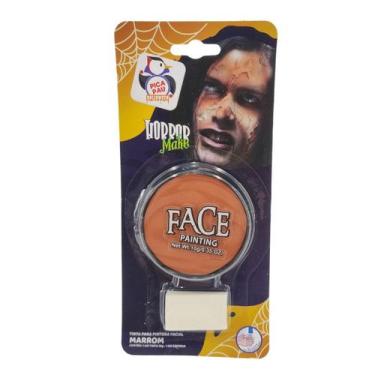 Imagem de Tinta Facial Marrom Horror Make com Esponja  Maquiagem Artística Hallo