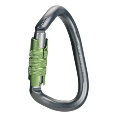 Imagem de menolana Mosquetão com trava automática, mosquetão de escalada resistente, 25 kN, anel D leve para equipamento de caça e montanhismo