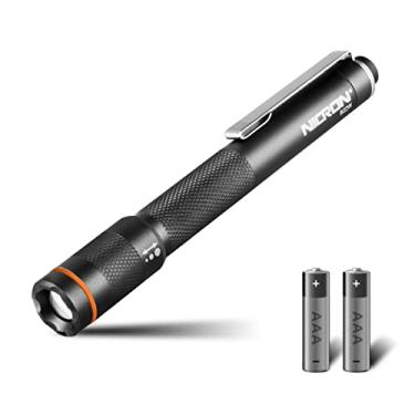 Imagem de Lanterna de bolso LED B22W, foco ajustável 120 lúmens, lanterna EDC com clipe, luz resistente à água, lanterna Penlight para inspeção, trabalho, reparo e emergência, alimentada por bateria 2AAA (incluída)