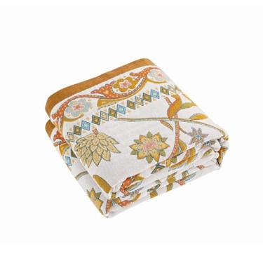 Imagem de XIBLC Cobertor de outono para sofá, cobertor decorativo boho marrom, 100% algodão, musselina, tecido respirável, colcha de fazenda, 152 cm x 203 cm, cobertores leves reversíveis, colcha boêmia