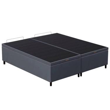 Imagem de Base Cama Box Baú Casal Queen 158cm Hit Z04 Suede Cinza - Mpozenato