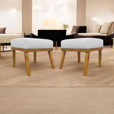 Imagem de Kit 2 Puffs Decorativos Firenze Retangular - Branco Corino