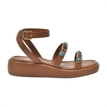Imagem de Sandália Flat Papete Anabela Via Marte Pedrarias, Ganache, 38