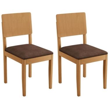 Imagem de JCM Movelaria, Conjunto 2 Cadeiras Jade 01 Verona Chocolate Pés em Madeira JCM