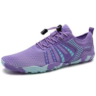 Imagem de WateLves Water Shoes – Meias aquáticas de secagem rápida, para surf, ioga, hidroginástica, Roxo claro vibrante, 39 BR