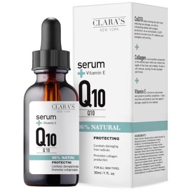 Imagem de CLARA'S NEW YORK Sérum facial de ácido glicólico com vitamina E para esfoliação suave e brilhante da pele do rosto - Feito nos EUA 30 ml (1 fl/oz) (Q10)