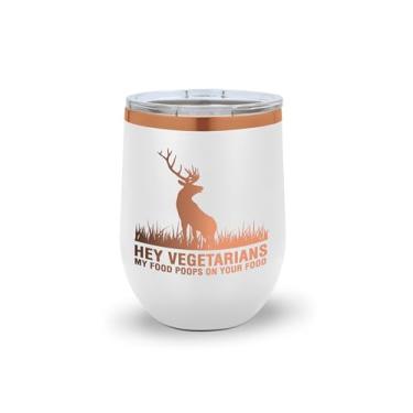 Imagem de SpreadPassion Copo de vinho Hunting – Copo de aço inoxidável isolado de 340 g com tampa – Presente engraçado para caçadores e homens ao ar livre (branco)