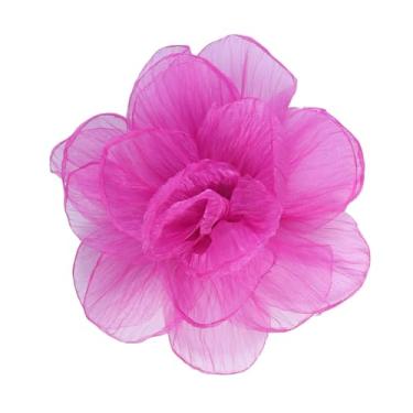 Imagem de Broche grande de flor de rosa de organza exagerada para mulheres elegante tecido floral grandes alfinetes de lapela vestido banquete terno roupas acessórios festa de casamento moda joias 190 mm, 20mm