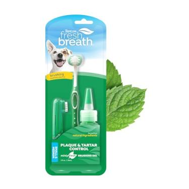 Imagem de Kit de cuidados bucais Fresh Breath da TropiClean para animais de estimação, pequeno, feito nos EUA