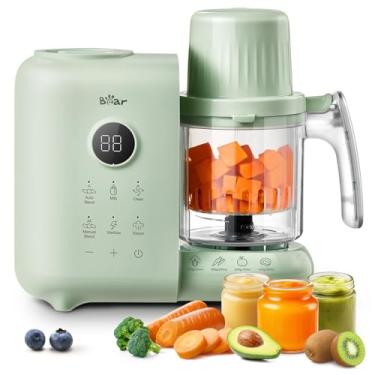 Imagem de Bear Máquina de alimentos para bebês com cestas de vapor de camada dupla de 525 g, processador de alimentos para bebês OneSteamer, moedor de purê a vapor, moedor de cozimento automático e