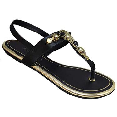 Imagem de Sandália Rasteira com Pedras e Strass Beira Rio Conforto 8367.631