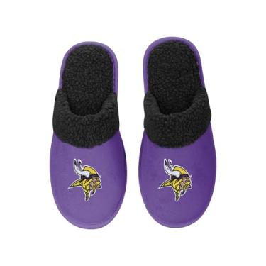 Imagem de FOCO - Chinelos masculinos NFL Big Logo Team Color Suede Sherpa Scuff, Minnesota Vikings, Large