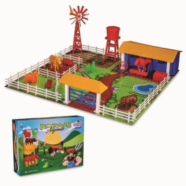 Imagem de Brinquedo Fazendinha Adijomar Kit Tabuleiro com Animais e Cercadinho F