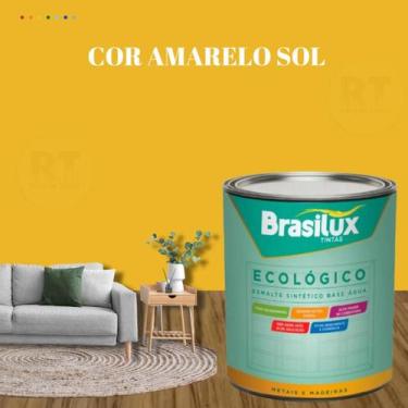Imagem de Esmalte Sintético Brasilux Base Água Ecologico Cor Amarelo 800ML Brilh
