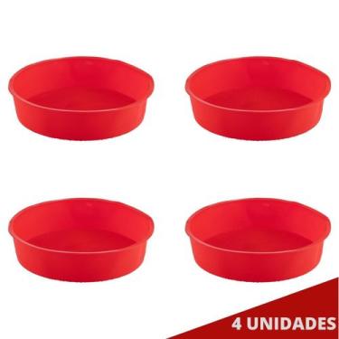Imagem de Kit 4 Formas Silicone 24cm Redonda Sortida Bolo Sobremesa - QUALITY HO