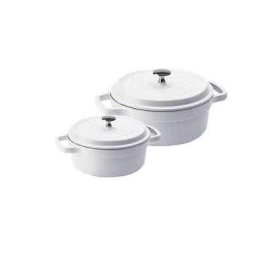 Imagem de Kit Conjunto Caçarola Hercules Revestimento Ceramico Indução Branca 3L